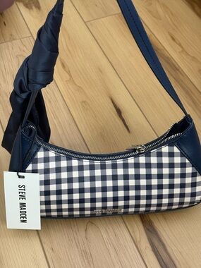 Steve Madden Navy and White Gingham Shoulder Bag
